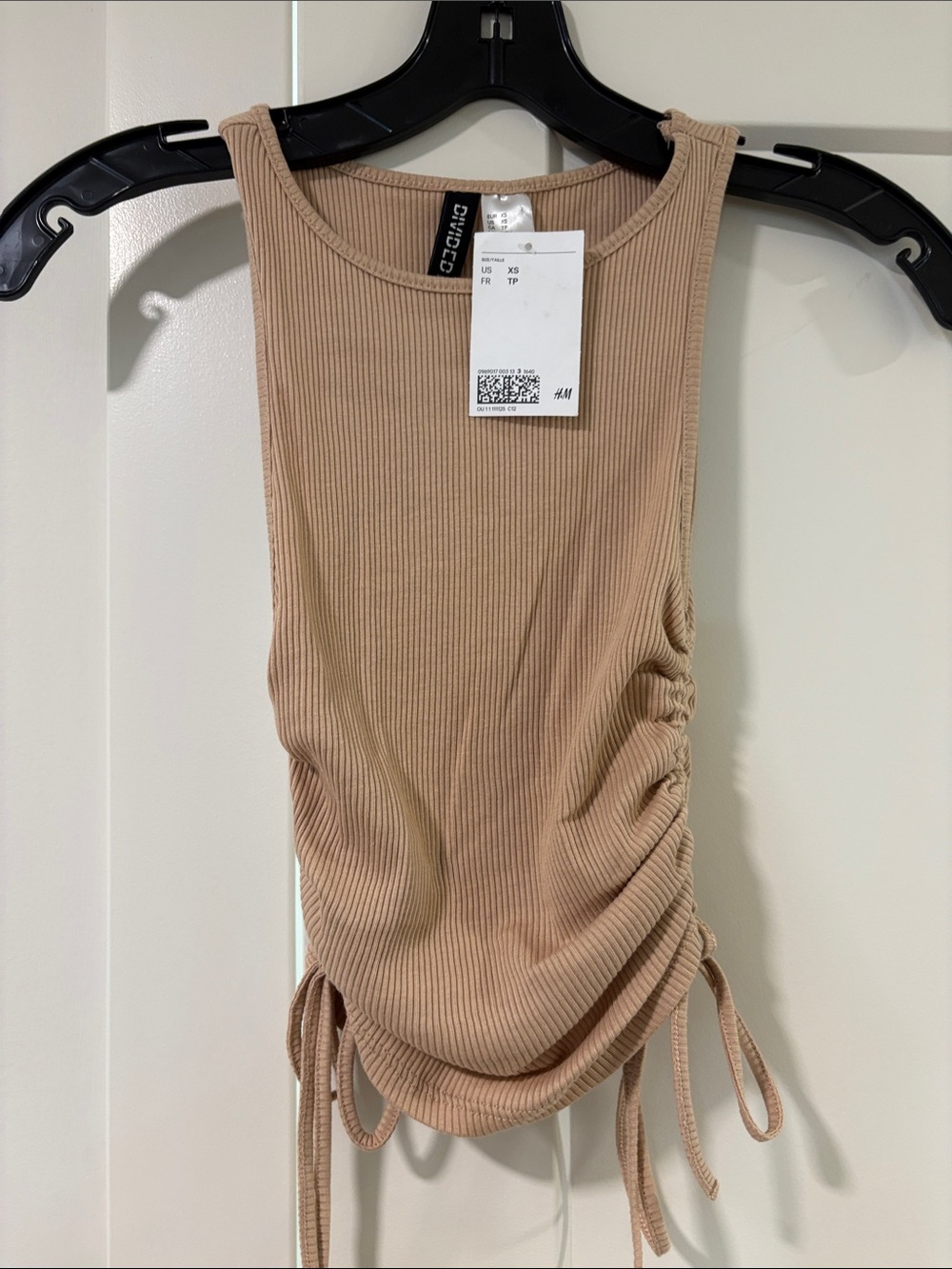 H&M Beige Ribbed Drawstring Tank Top - Picture 2 of 4